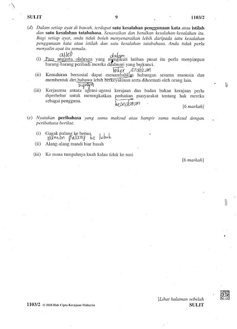 Laman Bahasa Melayu Spm Ulasan Dan Cadangan Jawapan Soalan 3 D Mengesan Kesalahan Istilah Kata Dan Kesalahan Tatabahasa Serta Soalan 3 E Peribahasa Soalan Spm 2018