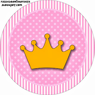 Golden Crown in Pink:  Free Printable Cupcake Toppers and Wrappers. 