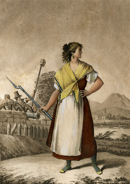Casta Álvarez sobre 1812. Grabado de Fernando Brambila por dibujo de Juan Gálvez.