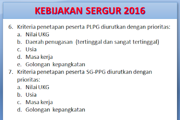 Kriteria Penetapan Akseptor Sertifikasi Guru 2016