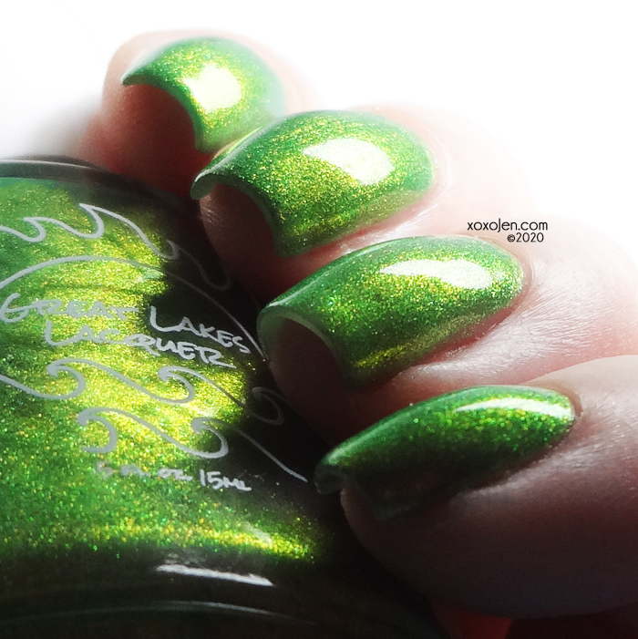 xoxoJen's swatch of Great Lakes lacquer I am Melon Lord