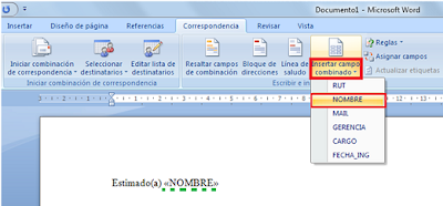 Resultado de imagen para insertar campo combinado en word