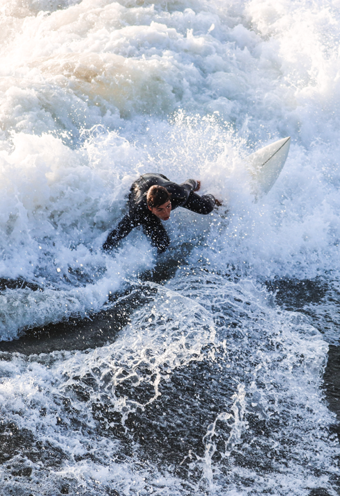 Manhattan Beach Pier Surfers Surfing California