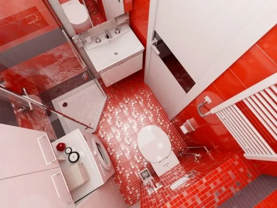 41 desain inspiratif interior kamar mandi minimalis modern bernuansa merah putih