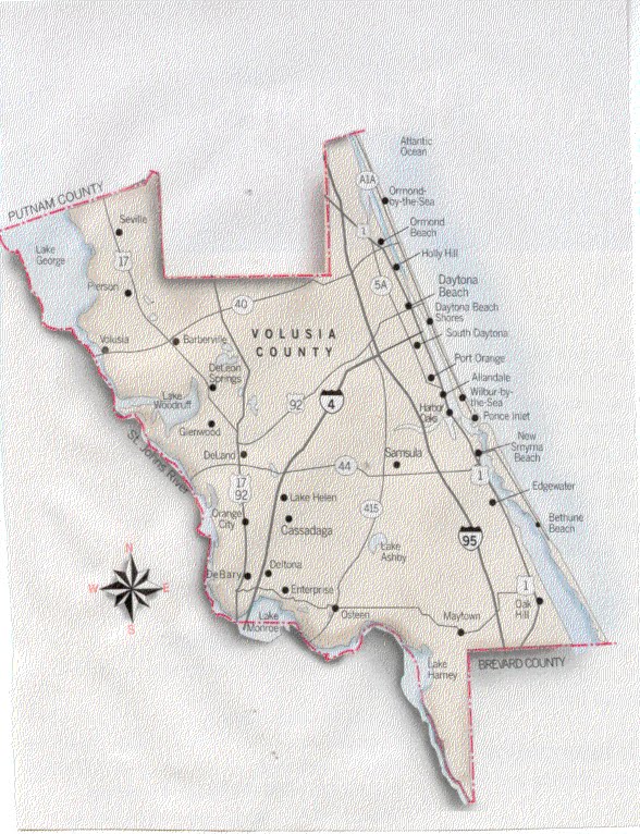 Map of Volusia County Florida