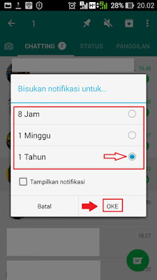 bisukan pemberitahuan grup whatsapp