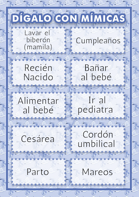 Juegos para baby shower - dígalo con mímicas