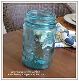 Vintage Blue Mason Jar-Thrift Store Shopping- From My Front Porch To Yours