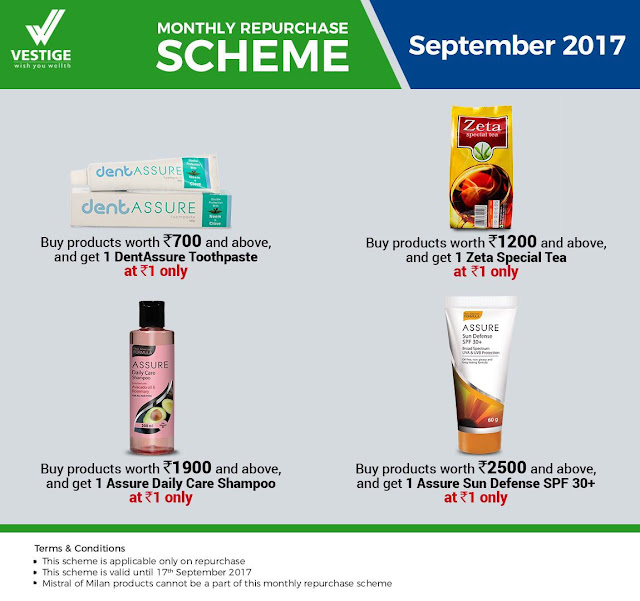 Vestige Re-Purchase Offer September 2017 for Distributors