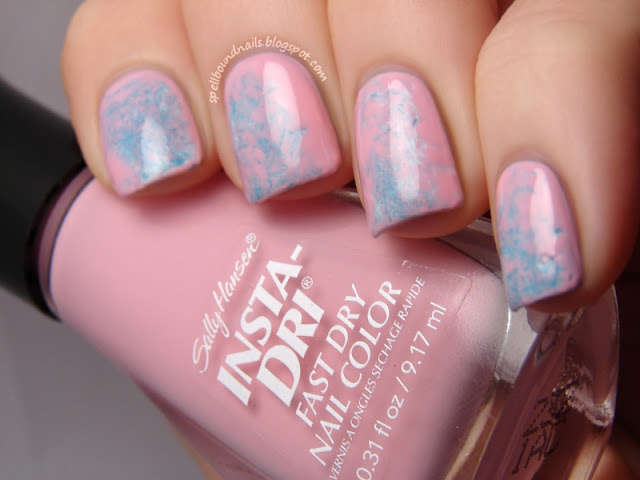 nails nailart nail art polish mani manicure Spellbound Lacquer Valentine's Day V-Day Valentine Valentines saran wrap double tutorial Blogs to Love Friday linkup link up pink blue white Sally Hansen Pink Blink Color Fever petites Creme Blue