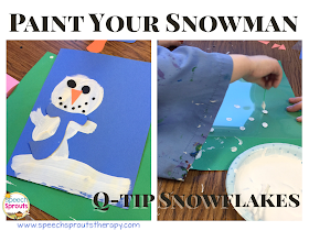Make a Snowman in a Snowstorm: Easy Winter Craft for January- Recycle your leftover lamination to make cute snowmen! www.speechsproutstherapy.com