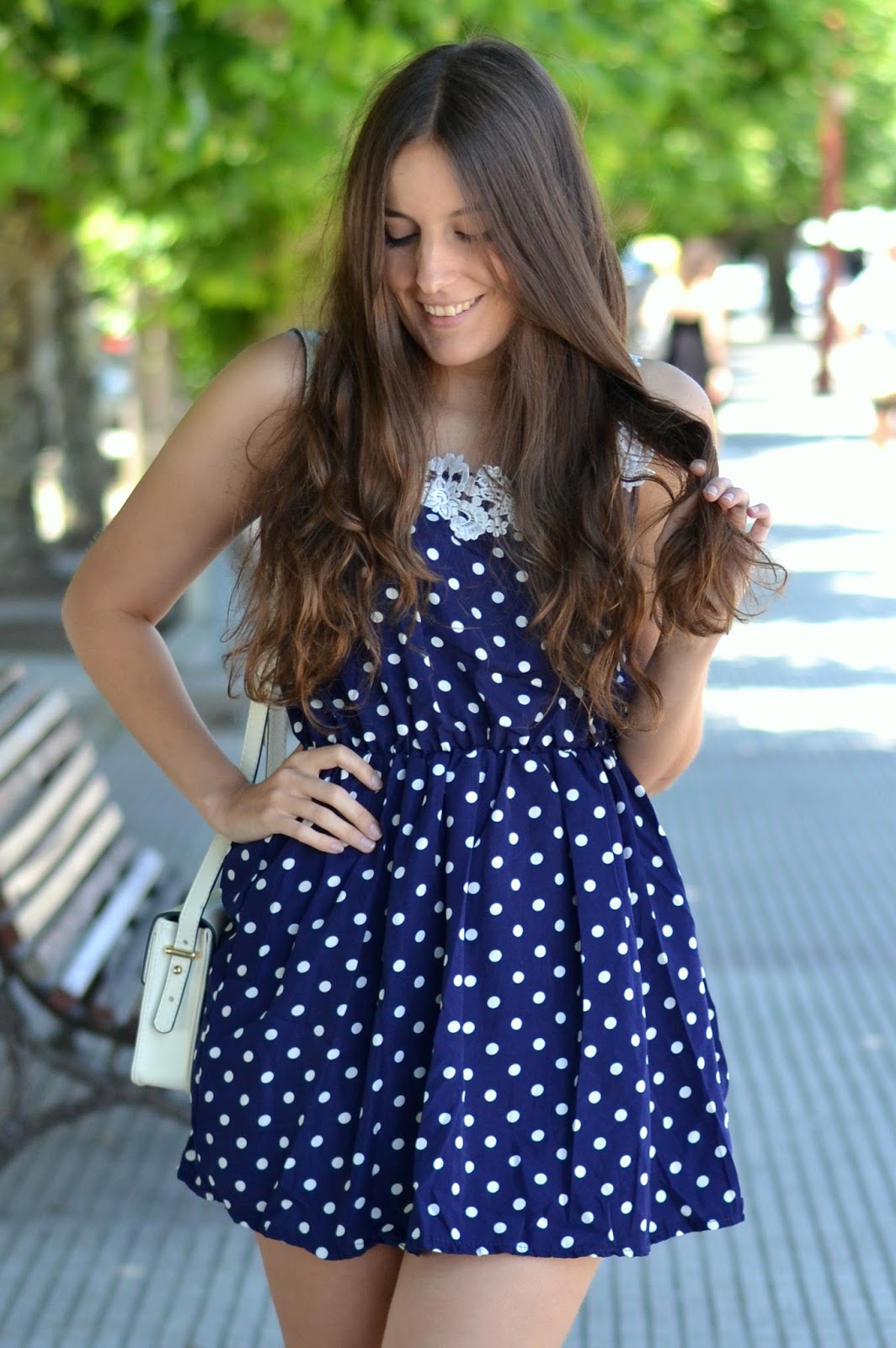 dressgal polka dots blue dress 