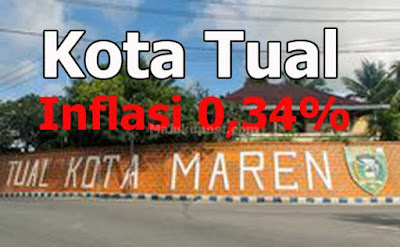 Ambon, Malukupost.com - Badan Pusat Statistik (BPS) Provinsi Maluku mencatat Kota Tual pada Agustus 2019 mengalami inflasi 0,34 persen dengan Indeks Harga Konsumen (IHK) 158,88. "Inflasi Kota Tual terjadi karena adanya kenaikan IHK pada lima kelompok pengeluaran, yakni tertinggi pada kelompok bahan makanan sebesar 1,19 persen, diikuti kelompok kesehatan 0,81 persen," kata Kepala BPS Maluku, Dumangar Hutauruk di Ambon, Senin (2/9).