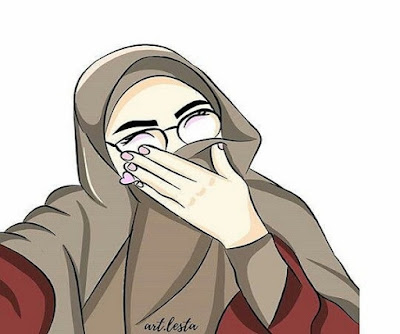 Gambar Kartun Muslimah Bercadar dan Berkacamata