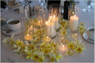 wedding centerpiece with plumeria