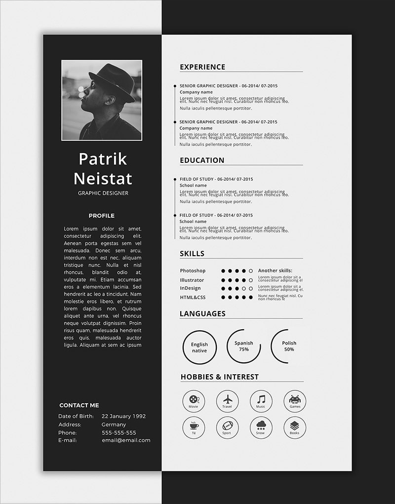 Template Resume CV 2018 - SIMPLE RESUME TEMPLATE FREE PSD