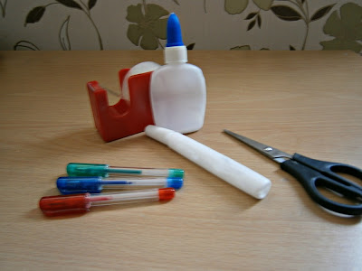 glue sticky tape, selotape pens and scissors art and craft essentials