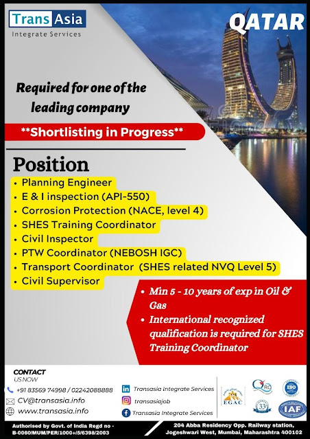 Qatar- Jobs for Oil and Gas Company