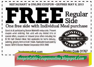 Free Printable Boston Market Coupons