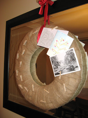 Burlap Wreath Christmas Card Holder