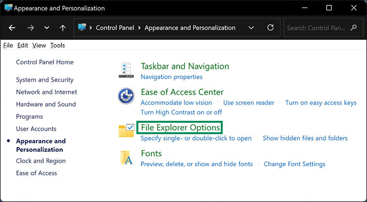 5-Control-Panel-Appearance-and-Personalization-File-Explorer-Option