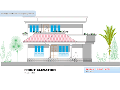 Kerala home plan and elevation - 1300 Sq. Feet