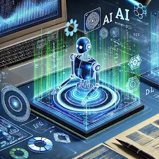 A visual infographic showcasing future AI and ML trends in 2025, including generative AI and explainable AI