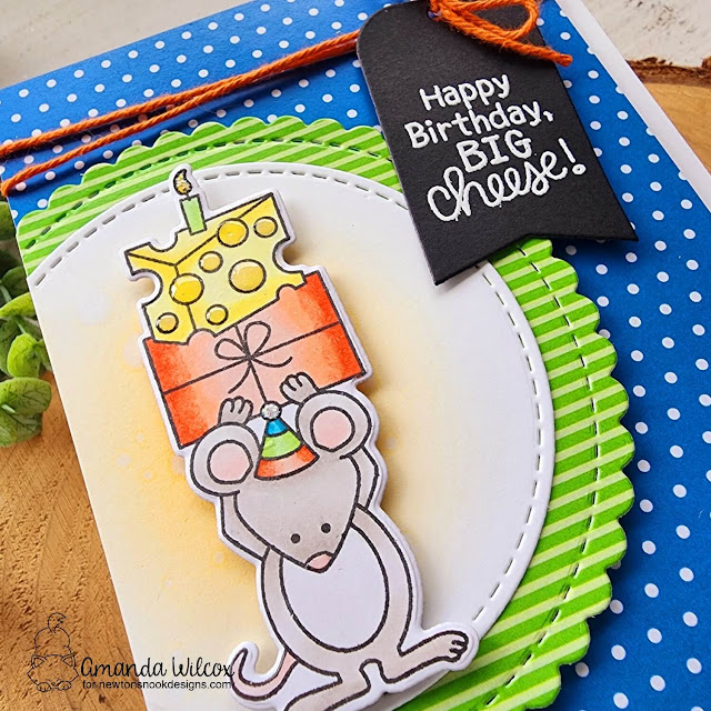 Mouse Birthday Card by Amanda Wilcox | Birthday Mice Stamp Set, Bright Basics Paper Pad, Circle Frames Die Set and Frames & Tags Die Set by Newton's Nook Designs #newtonsnook #handmade