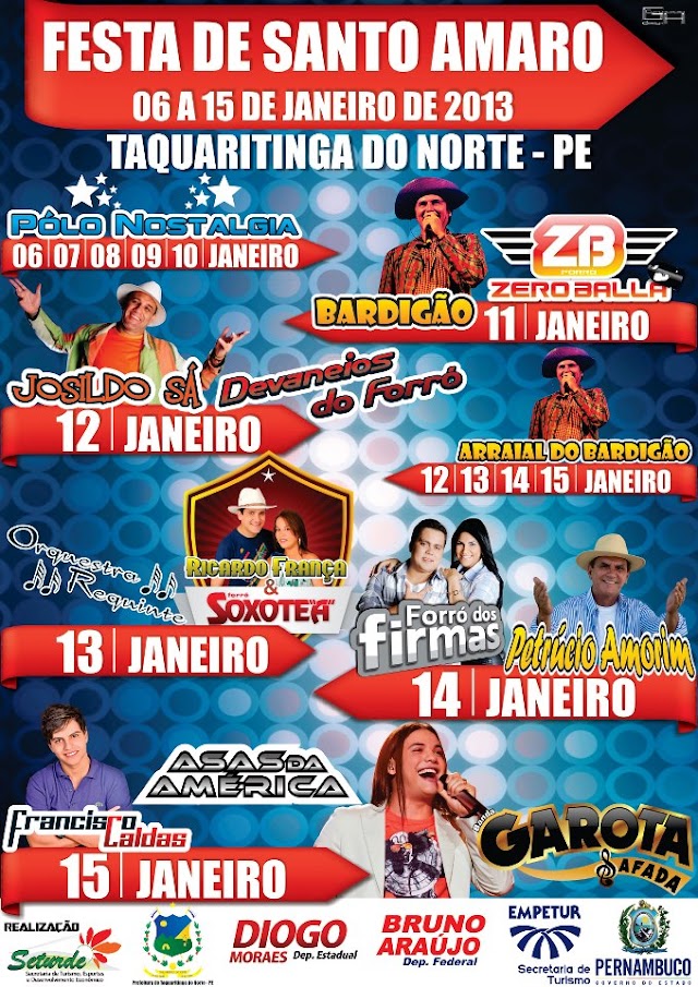 Programação da Festa de Santo Amaro 2013 em Taquaritinga do Norte