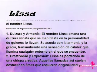 ▷ Significado del nombre Lissa