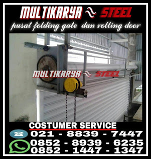 Gambar untuk Pusat Informasi Tentang Daftar harga jual beli per meter persegi2 pintu rolling door industri mesin motor elektrik otomatis remote control dan manual chain block takel, rolling door slat, rolling door one sheet one shutter, folding gate dan pintu harmonika harga murah untuk wilayah Tangerang Bintaro BSD Bandung Jakarta Bogor Depok Serpong Cikarang Karawang dan Bekasi