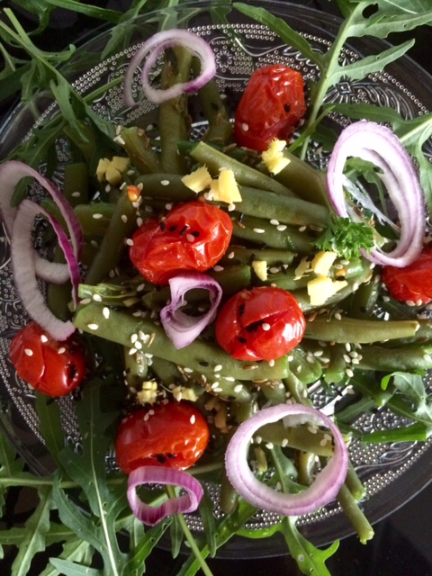 Bohnensalat mit gegrillten Tomaten Rezept glutenfrei und vegan