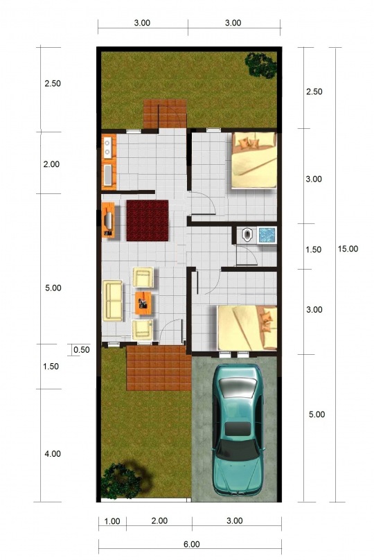 Contoh Desain Gambar Rumah Minimalis Type 45 Terbaru