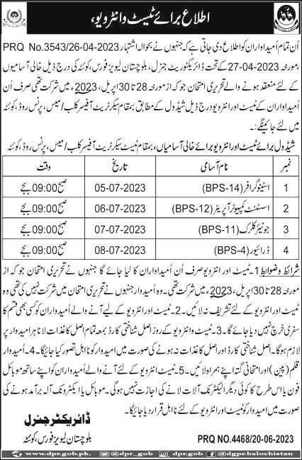 Balochistan Levies Force Jobs 2023 Latest Advertisement