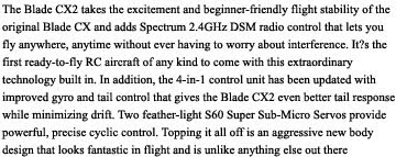 blade cx2 coaxial helicopter description images