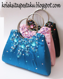 Model Terbaru Tas Pesta Mewah Elegant Biru Tosca Pink Baby