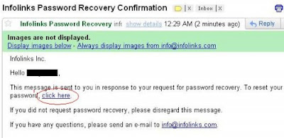 Infolinks Password Recovery Confirmation