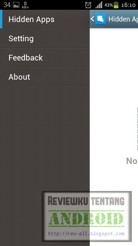 Menu aplikasi AppHider - menyembunyikan aplikasi dan permainan di Android (rev-all.blogspot.com)