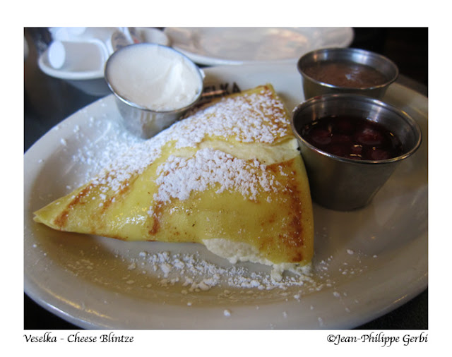 Image of the Cheese Blintze at Veselka in the East Village NYC, New York