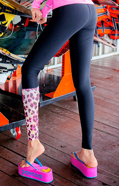 Pink Leopard Leg Swim Tights