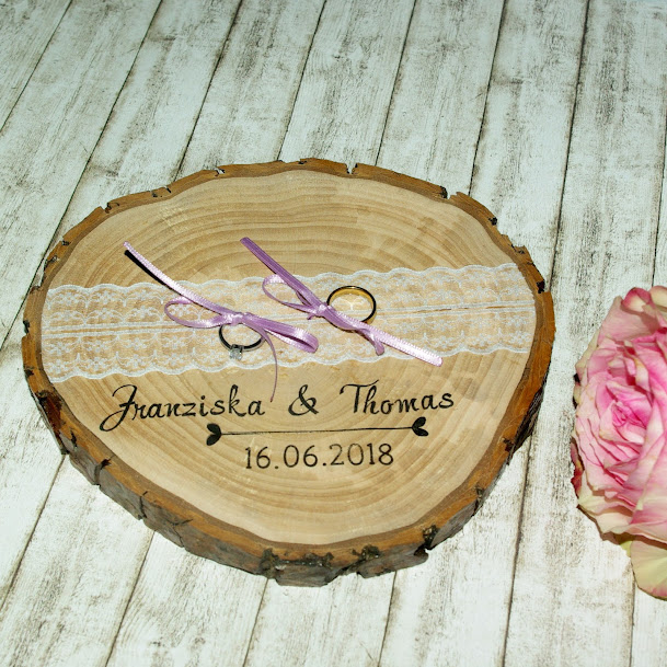 [DIY] Ringkissen aus einer Baumscheibe  Hochzeits-Inspiration
