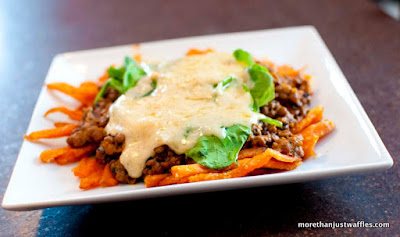 This tasty curry lentil poutine is a perfect winter meal and easy on your budget too.