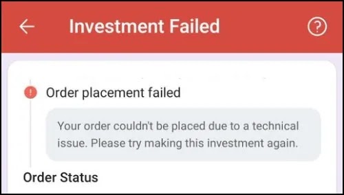 Fix Investment Failed Order Placement Failed Problem Solved PhonePe