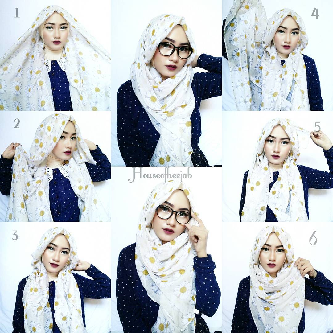 24 Gambar Terbaru Tutorial Hijab Paris Kacamata Untuk Anda