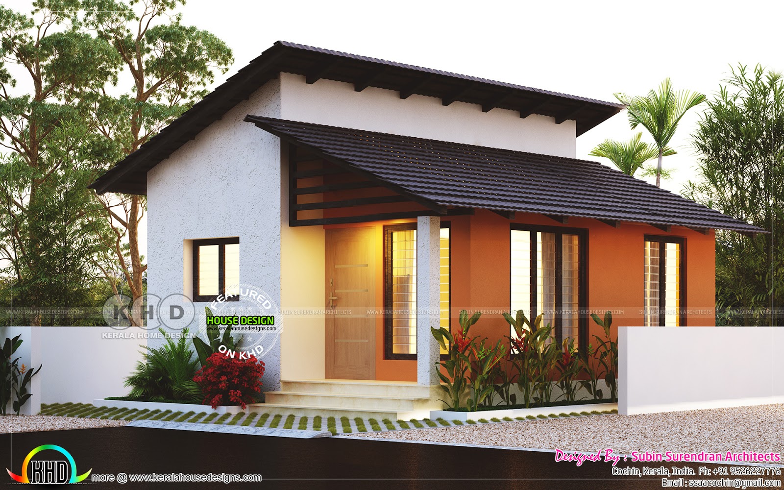 Small low  cost  2 bedroom home  plan  Kerala  home  design 