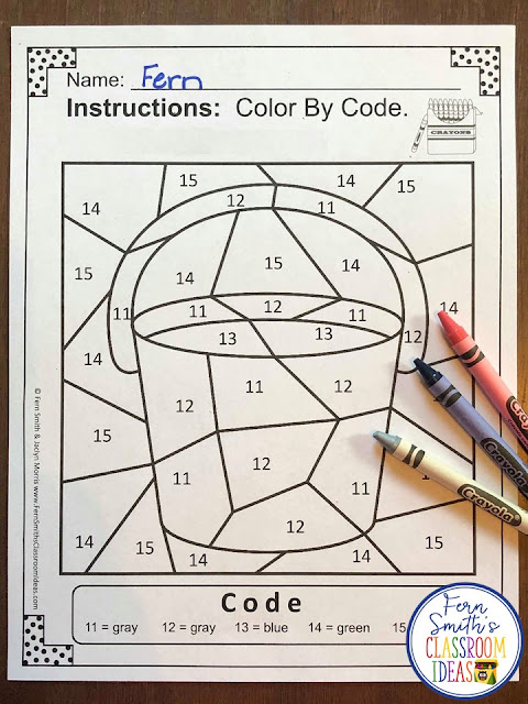  Color By Number For Math Remediation Numbers 11 to 15 Jack and Jill Went Up the Hill