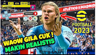 Download eFootball PES TM ARTS Realistis 2023 PPSSPP Commentary Peter Drury New Update Transfer Kits