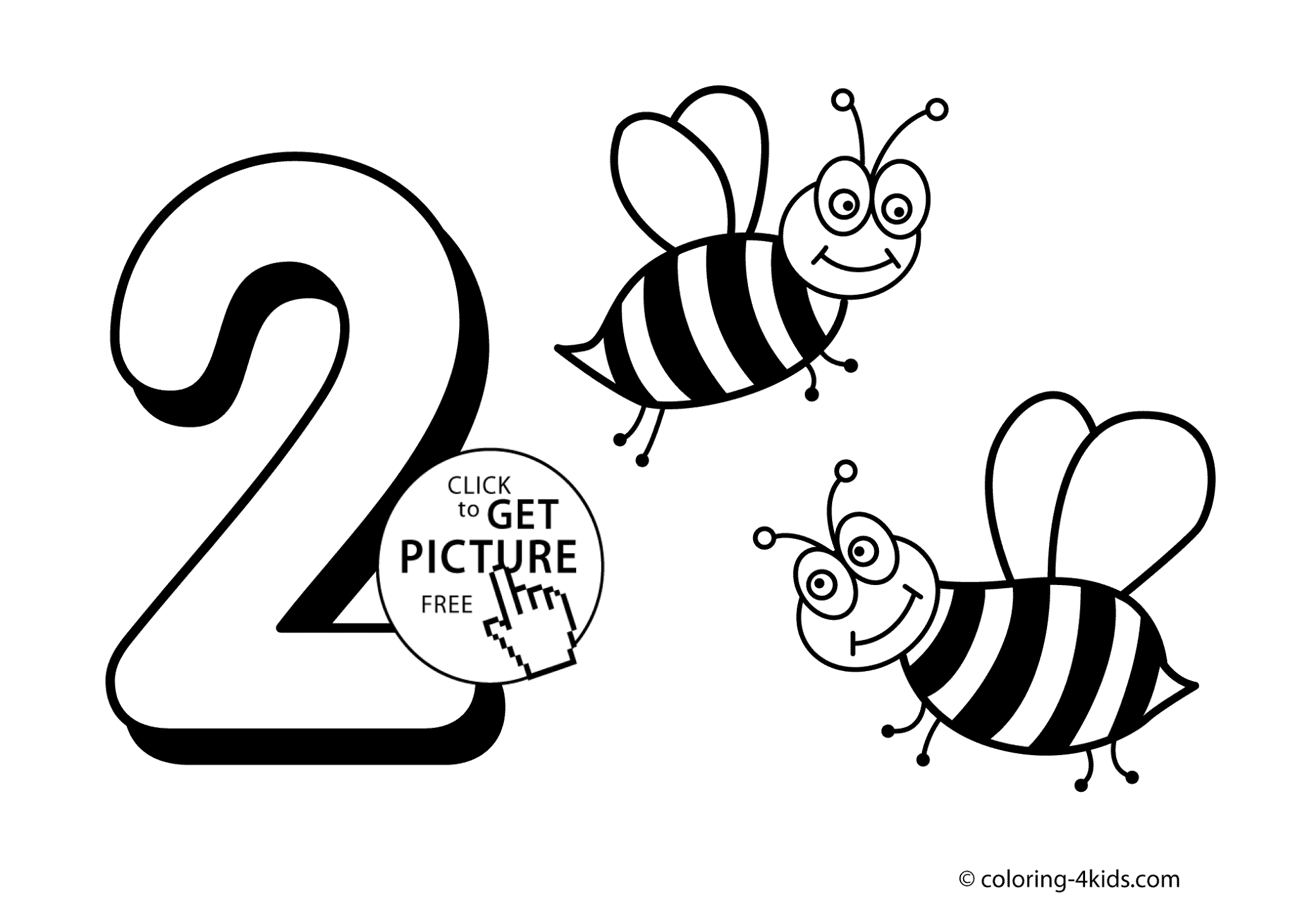 2 Numbers Coloring Pages For Kids