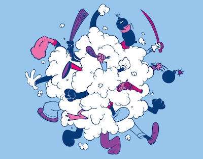  t-shirt by Damian King features classic cartoon characters fighting.