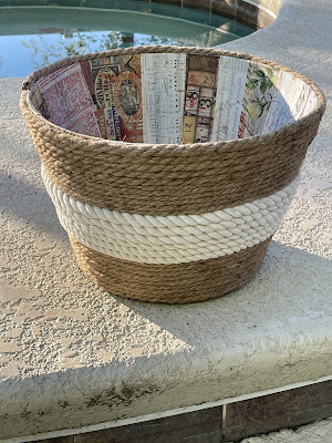 Dollar Tree Rope Basket DIY, Fabric Decoupage